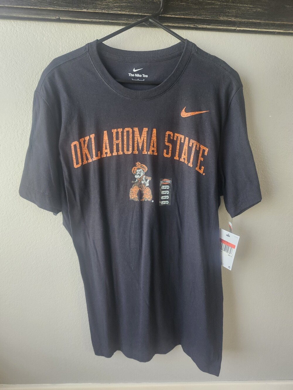 Nike Black Tee with Orange Oklahoma State Logo